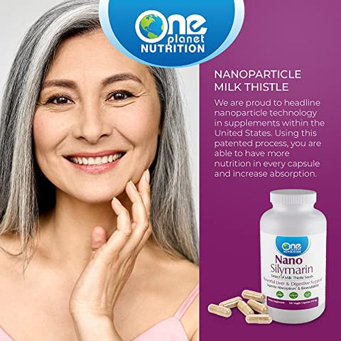 One Planet Nutrition - Nano Silymarin – Extrato de Sementes de Cardo Mariano para o Fígado, Extrato de Silymarin para Absorção | 100% Natural | 60 cápsulas | Marca Nano Silymarin