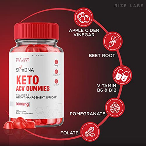 rize labs - (2 Pacotes) Gomas SlimDNA Keto – Gomas SlimDNA Keto ACV para Perda de Peso Avançada – Gomas SlimDNA Keto com Vinagre de Maçã – Forte Suplemento para Queima de Gordura Abdominal – Gomitas Extra Fortes (120…)