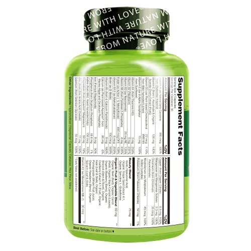 Multivitamínico de Alimentos Integrais com Suporte Extra para Cabelo, Pele e Unhas – Mistura de Beleza com Ácido Hialurônico - NATURELO