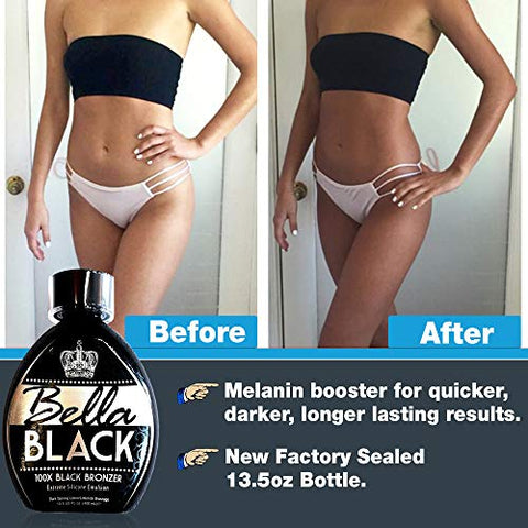 Dolce Vita - Bronzeador Bella Black 100X – Loção de Bronzeamento Premium com Emulsão de Silicone Extrema e Extrato de Banana – Resultados Instantâneos – Loção de Bronzeamento Escuro para Uso Interno