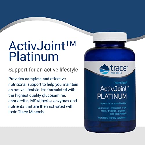 Activ Joint Platinum | Glucosamina, Condroitina, MSM, Ervas, Minerais, Enzimas, ConcenTrace | Suplemento para Suporte Ósseo, Articular e Ligamentar | 180 cápsulas - Trace Minerals