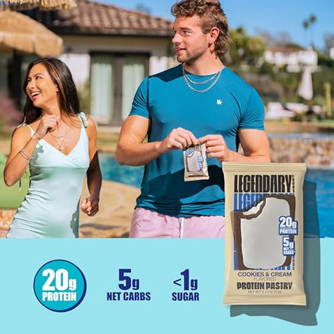20g Proteína Massa, Baixo Carboidrato, Barra de Proteína Saborosa Alternativa, Amigável ao Keto, Sem Adição de Açúcar, Lanches Matinais com Alto Teor de Proteína, Alimento Keto Sem Glúten – Cookies e - Legendary Foods