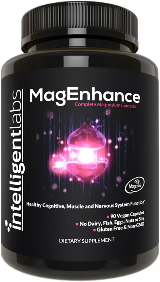 Suplemento de Magnésio MagEnhance Magtein® Complexo de Magnésio com Magnésio L-Treonato, Glicinato de Magnésio e Taurato por Intelligent Labs, 90 Cápsulas