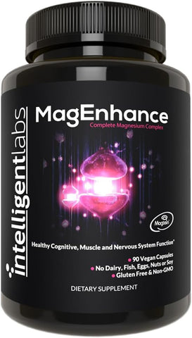 Suplemento de Magnésio MagEnhance Magtein® Complexo de Magnésio com Magnésio L-Treonato, Glicinato de Magnésio e Taurato por Intelligent Labs, 90 Cápsulas