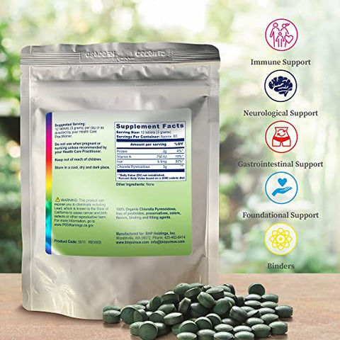 Chlorella Pyrenoidosa – Superfood Nutracêutico 100% Orgânico, com Parede Celular Rachada, Rico em Proteínas, Vitaminas e Minerais – Embalagem com Proteção Máxima - BioPure
