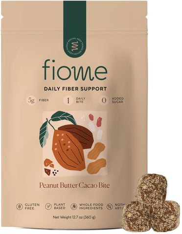 Fiome - Suplemento de Fibra – 5g Diários de Fibra em Mordida – Favorece a Regularidade, Digestão e Saúde Intestinal – Ingredientes Naturais, Sabor Manteiga de Amendoim Cacau, 30 Porções