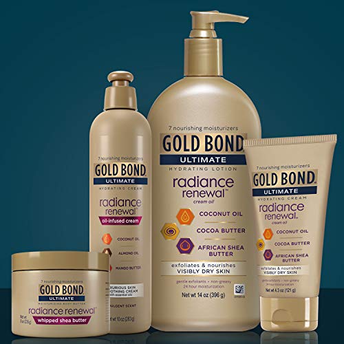Ultimate Renovação Radiante Manteiga de Karité Batida, Hidratante Corporal, 8 oz (227g) - Gold Bond