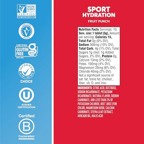 Sport: Tabletes de Bebida Esportiva Rica em Eletrólitos, Sabor Frutas Vermelhas, 8 Unidades (80 porções), Reposição de Eletrólitos Essenciais Perdidos através do Suor - Nuun