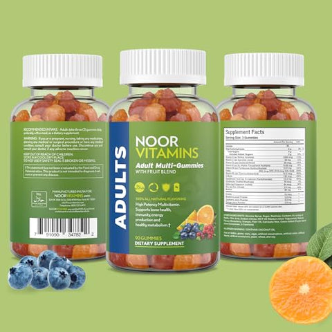 Halal Gummy Multivitamínico Orgânico para Homens e Mulheres – 90 Unidades - Noor Vitamins