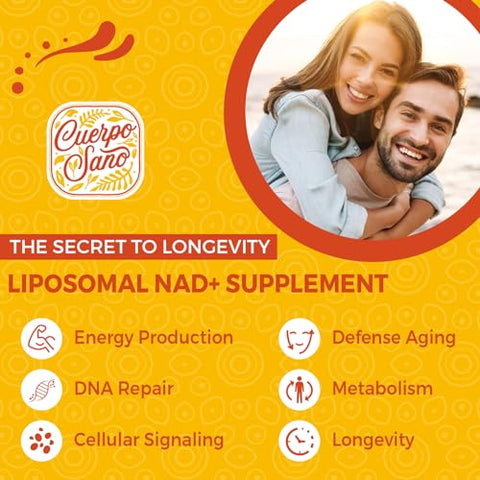 Cuerpo Sano - Suplemento NAD Lipossomal de 2000 MG, Alta Absorção, Mais Eficiente que o Nicotinamida Ribosídeo, Puro – Marca em Destaque