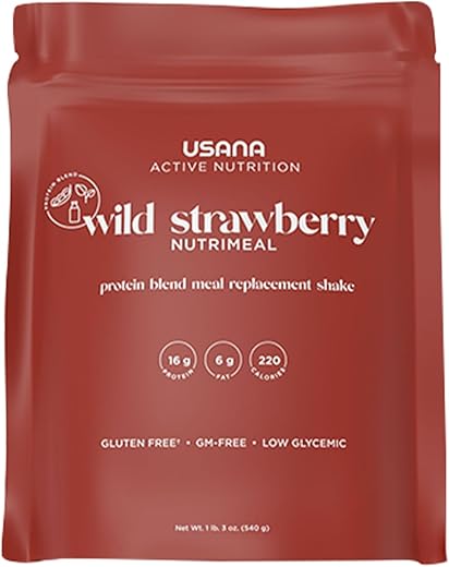 Nutrimeal Shake Substituto de Refeição – Morango Silvestre – Sem GMO – Sem Glúten – Baixo Índice Glicêmico – 540g – 9 Porções - USANA