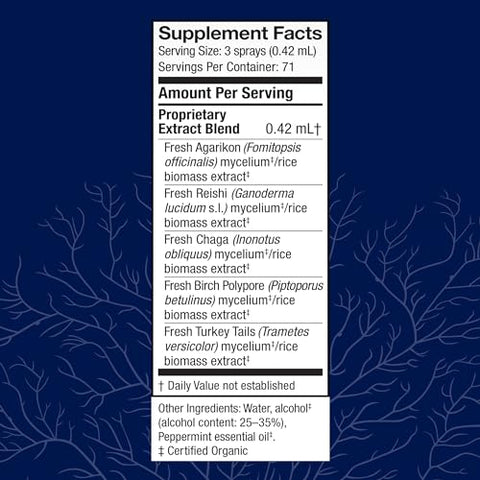 MycoShield Spray de Garganta – Suporte à Saúde Imunológica – Suplemento Alimentar de Cogumelos com Chaga, Reishi, Turkey Tail – 30ml - Host Defense