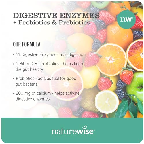 Enzimas Digestivas – Multi Enzimas com Probióticos Prebióticos – Bromelina Enzima de Mamão para Digestão de Carboidratos, Gorduras, Proteínas – 100% Natural e Eficaz - NatureWise