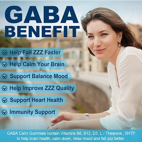 Nextdia - GABA Gummies 500 mg – Gomas Calmantes sem Açúcar com L Teanina, 5-HTP, Vitaminas D3, B12, Ashwagandha, Livre de Melatonina para Calma Mental, Humor, Melhor Sono, Suplemento de GABA para Adultos