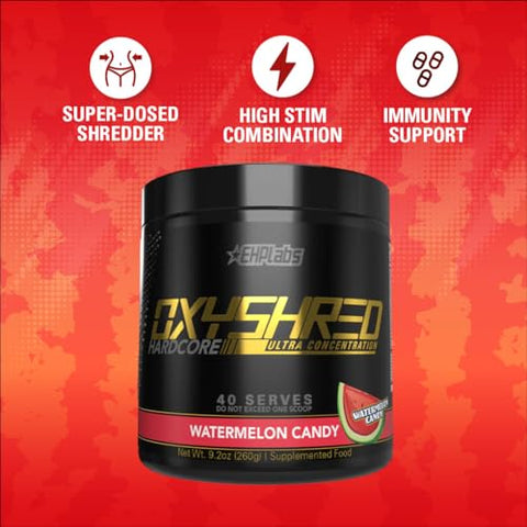 OxyShred Hardcore Super Dosed – Pó Pré-Treino com L-Glutamina | 300g - EHP Labs