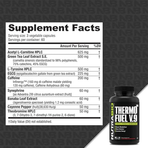 ThermoFuel V.9 para Homens, 180 Cápsulas V – Aumente a Queima de Calorias e Energia - NutraBio