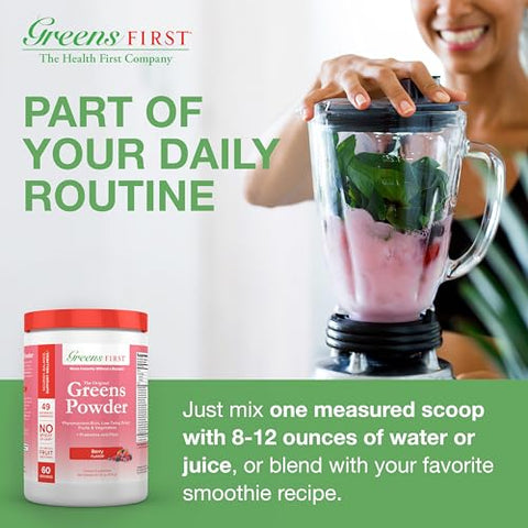 Berry – 60 Porções – Pó de Superfood com 49 Superalimentos e 15 Frutas Orgânicas – Marca Greens First - Greens First
