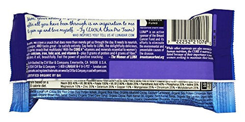 Luna - LUNA BAR – Barras de Lanche sem Glúten – Cupcake de Chocolate – 8g de Proteína – Não-OGM – Lanche Saudável à Base de Plantas – Snacks para Levar (Barras de Lanche de 48g, 30 Unidades)