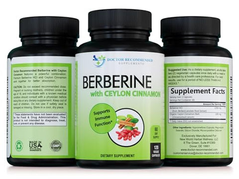 DOCTOR RECOMMENDED SUPPLEMENTS - Berberina com Canela do Ceilão – 1200mg. Recomendado por médicos