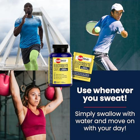 Cápsulas de Eletrólitos com Vitamina D | Pílulas de Sal com Eletrólitos para Corrida, Nutrição Esportiva de Resistência | 100 Cápsulas de Eletrólitos - SaltStick