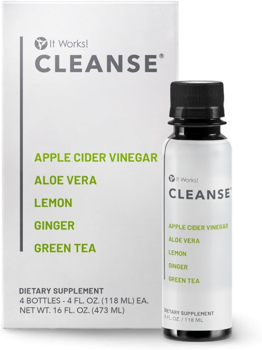 Cleanse – 4 Frascos (118 ml cada) – Nutriente de Limpeza à Base de Plantas Suave – Revitaliza a Saúde Digestiva – Suporta Desintoxicação do Fígado, Limpeza Ideal do Cólon e Purificador Intestinal - It Works!