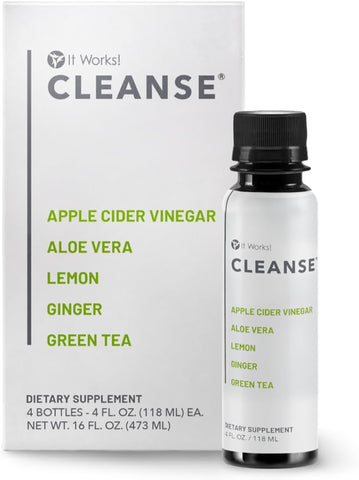 Cleanse – 4 Frascos (118 ml cada) – Nutriente de Limpeza à Base de Plantas Suave – Revitaliza a Saúde Digestiva – Suporta Desintoxicação do Fígado, Limpeza Ideal do Cólon e Purificador Intestinal - It Works!