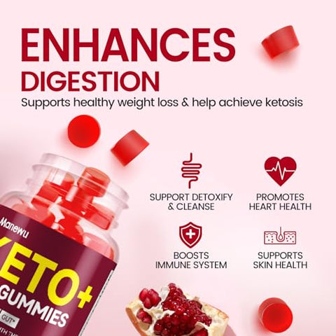 Manewu - Keto ACV Gummies – Suplemento Dietético Rápido de Keto ACV para Mulheres e Homens – 1500mg de Vinagre de Maçã Orgânico Sem Glúten com a Mãe – Suporte à Digestão Intestinal