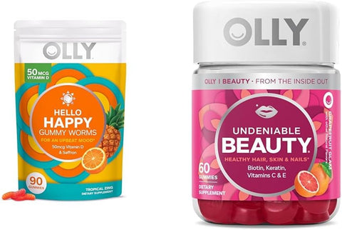 Hello Happy Gummy Worms – Suporte ao Equilíbrio do Humor com Vitamina D e Açafrão – Adulto - OLLY