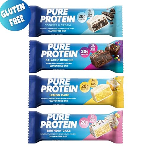 Barra de Proteína Pura, Pack com 12 Sabores Diferentes, (12 Unidades), Sem Glúten, Baixo teor de Açúcar, Pacote Promocional por ZIGGALOU™