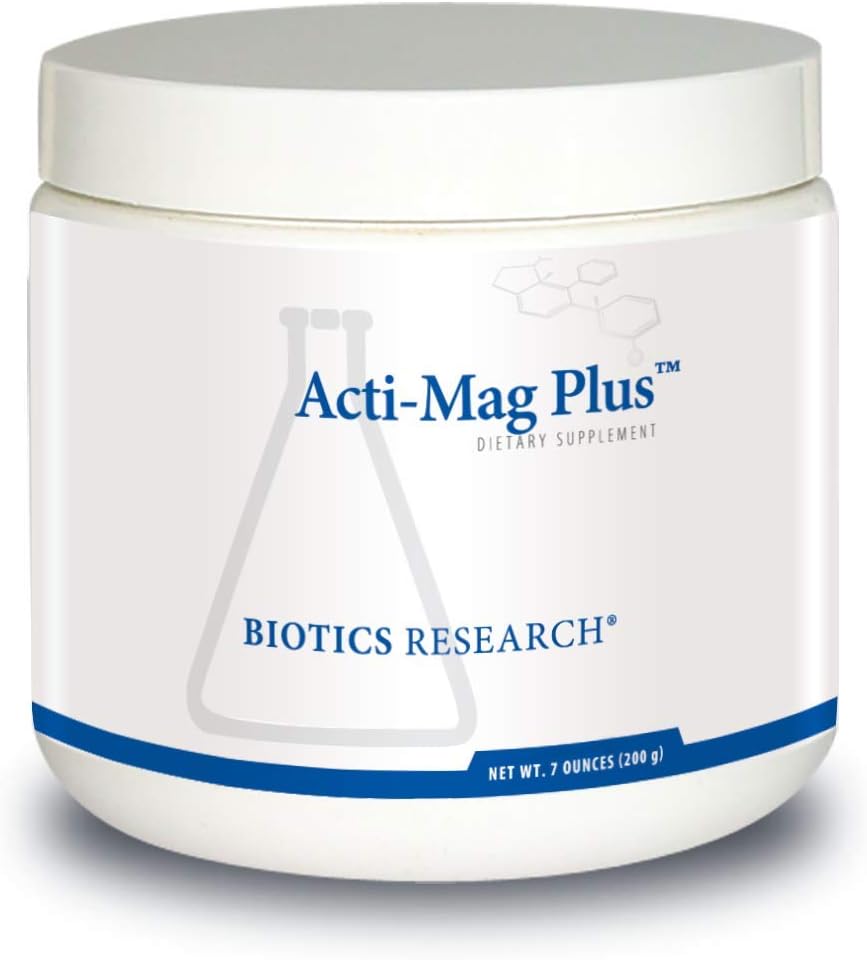 Acti Mag Plus: Fórmula de Magnésio em Pó Altamente Bioabsorvível, 4mg Mg/Porção, Otimiza Resposta ao Estresse, Promove Relaxamento, Níveis de Energia Saudáveis, Muscular - Biotics Research
