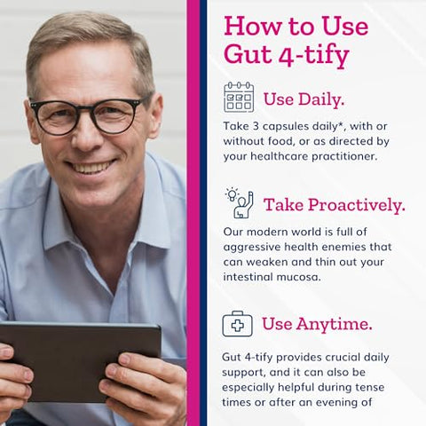 Gut 4-tify – Suplemento para Saúde Intestinal para Mulheres e Homens – Anti Inchaço, 90 Cápsulas Vegetais - Just Thrive