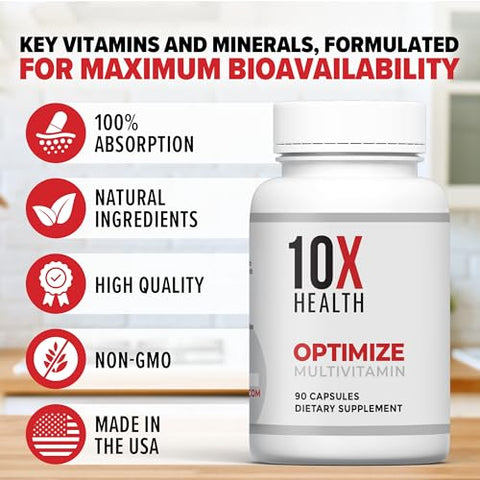 10X Health System - 10X Health – Multivitamínico Otimizado Methylated para Homens – 60 Cápsulas