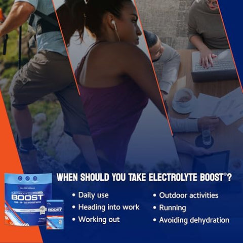 ELECTROLYTE BOOST - Pacotes de Pó de Eletrólitos com Cognizin – Hidratação sem Água, Suplemento para Prolongar a Hidratação, Sem Açúcar, Sem Stevia, Sem Cafeína, Não Requer Água, Dissolve na Boca, 14 Pacotes