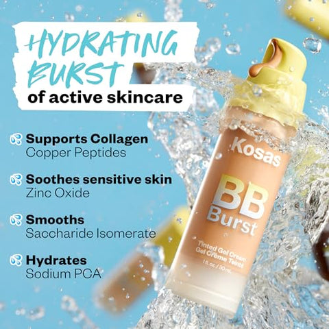BB Burst Gel Creme Facial Tonalizante – Suporta Colágeno Saudável, Suaviza a Pele, Hidrata – Kosas BB Burst Gel Creme Facial Tonalizante – Suporte ao Colágeno Saudável, Pele Suave, Hidratação - Kosas