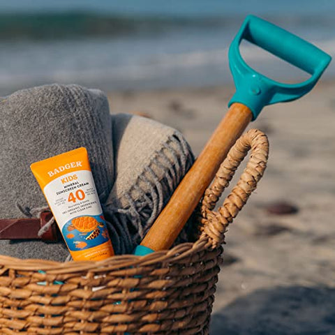 Protetor Solar Infantil Badger SPF 40, Creme Solar Mineral Orgânico para o Rosto das Crianças, 40g