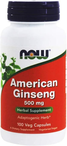 Ginseng Americano, 100 Cápsulas, 500 mg (Pacote com 3) – Energia Natural e Bem-Estar - NOW Foods
