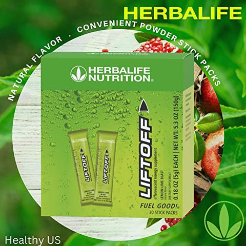 Nutrition LIFTOFF Energy Stick Packs – Limão-Lima Explosão – Bebida Instantânea para Energia Natural, Clareza Mental e Concentração – 30 Unidades (30 Pacotes), Verde - Herbalife