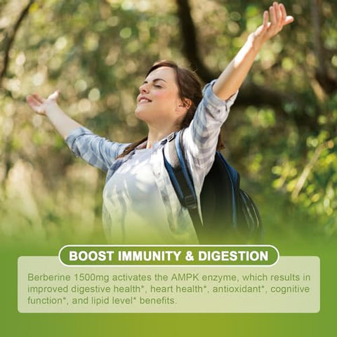 Alliwise - 2 Pack Premium Berberine – 1500mg Gotas Líquidas de Berberina para Sistema Imunológico e Digestivo
