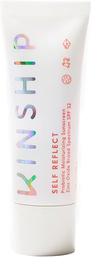 Protetor Solar Hidratante Probiótico Kinship Self Reflect SPF 32 – Rosto – Leve, 100% Mineral para Pele Sensível – Bloqueador Solar de Óxido de Zinco Puro – Limpo – 50g