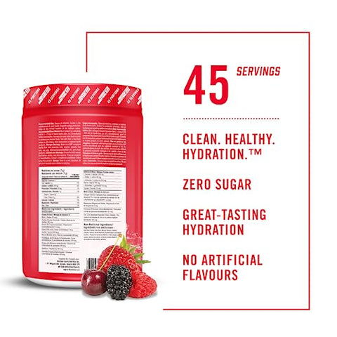 Hydration Mix – Bebida Esportiva em Pó de Eletrólitos Essenciais, Sem Açúcar – Sabor Frutas Vermelhas – 45 Porções - BIOSTEEL