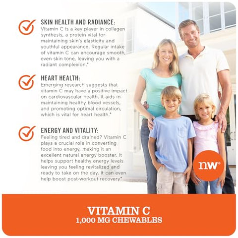 Vitamina C 1000mg Comprimido Mastigável – Suporte para Sistema Imunológico Saudável - NatureWise