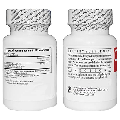 Annatto Tocotrienols DeltaGOLD 125 mg Vitamina E, 120 Softgels – 2 Frascos 60 Soft Gels Cada - Cardiovascular Research
