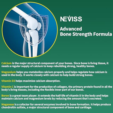 NEVISS - (2 Pacotes) Gomas de Algas com Cálcio 600mg, Vitamina D3, C, Magnésio, Boro, Manganês – Suplemento de Cálcio à Base de Plantas para a Saúde dos Ossos