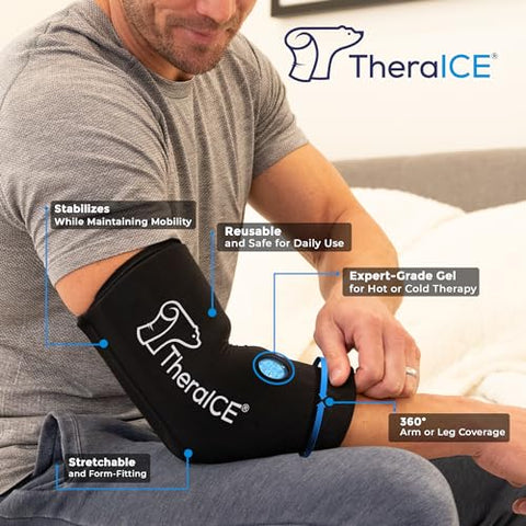Joelheira de Compressão com Gel Reutilizável para Lesões, Bolsas de Gelo Frio, também para Cotovelo e Tornozelo – 100g - TheraICE