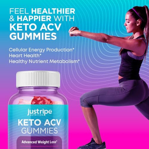 Just Ripe Nutrition - Keto Gummies de Maçã com Vinagre de Maçã – Gerenciamento de Peso e Gordura – Gummies Avançados de Vinagre de Maçã – Dieta para Barriga, Desintoxicação – Digestão