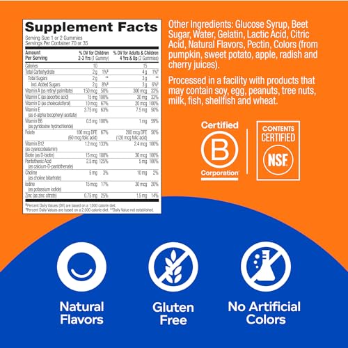 Kids Multivitamin Gummy Worms – Saúde Geral e Suporte Imunológico, Vitaminas e Minerais A, C, D, E, Bs e Zinco, Suplemento Mastigável, Sabor Punch de Frutas Azedas, 45 Dias de Fornecimento – 70g - OLLY