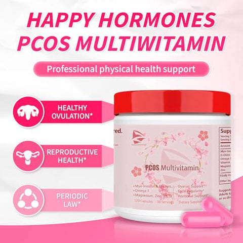 HAIION - Nova Upgrade PCOS Multivitamínico 2024, Equilíbrio Hormonal para Mulheres – Suplemento de Suporte ao Ciclo – Suporte para Menopausa e Humor – Suporte para TPM em Mulheres (120 Cápsulas)