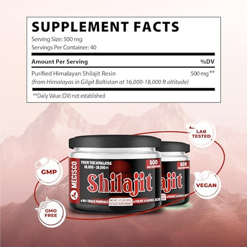 Mecisco - Shilajit Puro Himalaia Orgânico 2 Pacotes 20g – Suplemento Natural com Ácido Fulvico e Humico