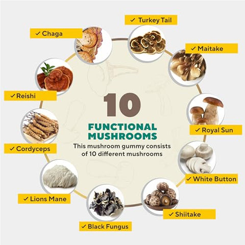 Esentai - Suplemento de Cogumelo Orgânico em Gomas – Reforço Imunológico, Energia Natural, Cérebro – Marca: [Nome da Marca]